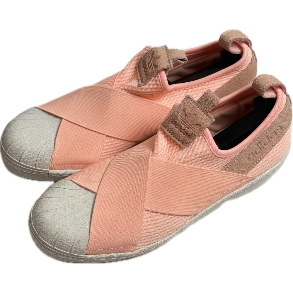 Adidas Superstar Slip-On Peach Pink Mesh Shell Toe Sneakers AQ0919 Womens 7.5
